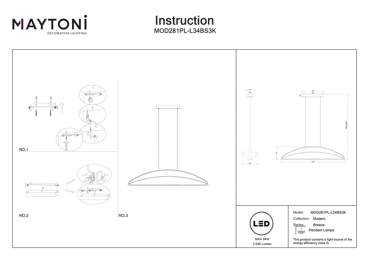 Pendant lamp MOD281PL-L34BS3K