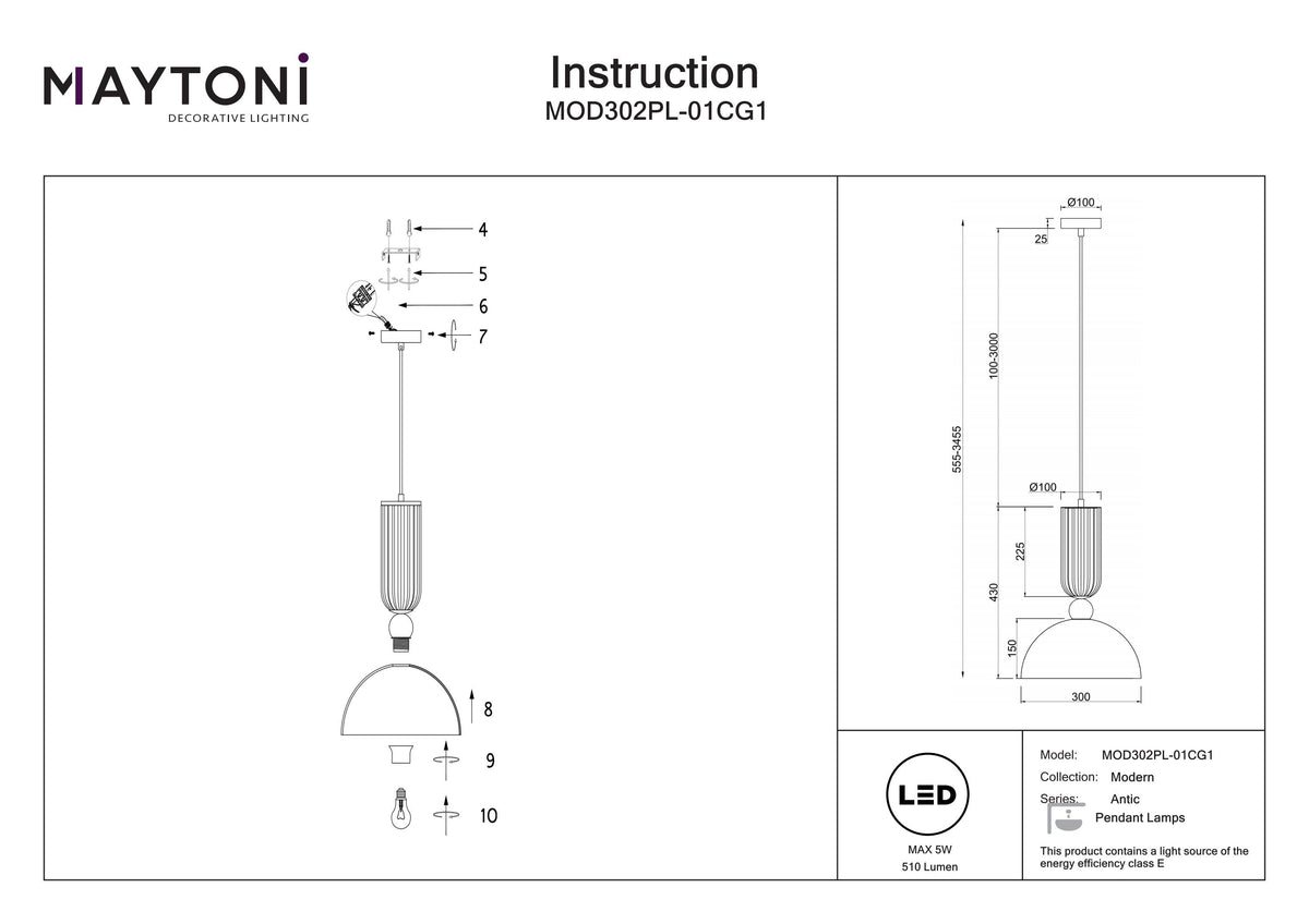 Pendant lamp MOD302PL-01CG1