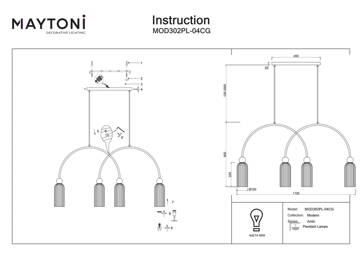 Pendant lamp MOD302PL-04CG
