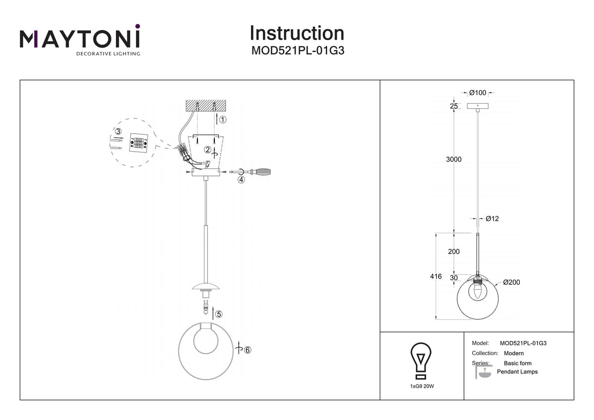 Pendant Lamp MOD521PL-01G3