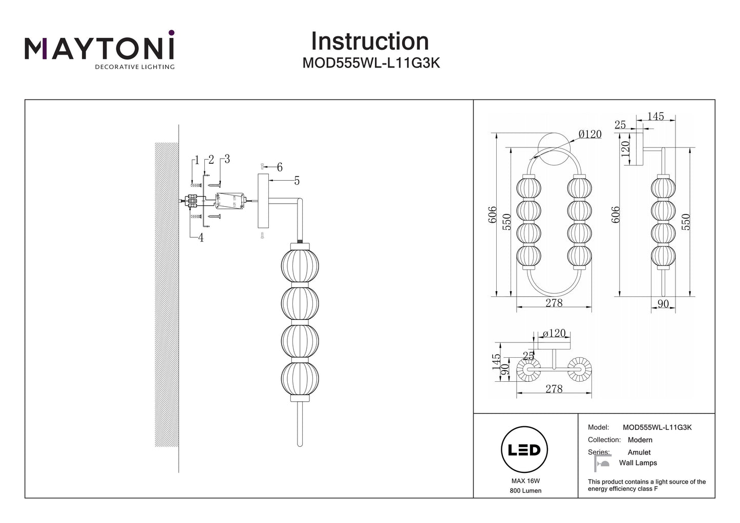 Wall lamp MOD555WL-L11G3K