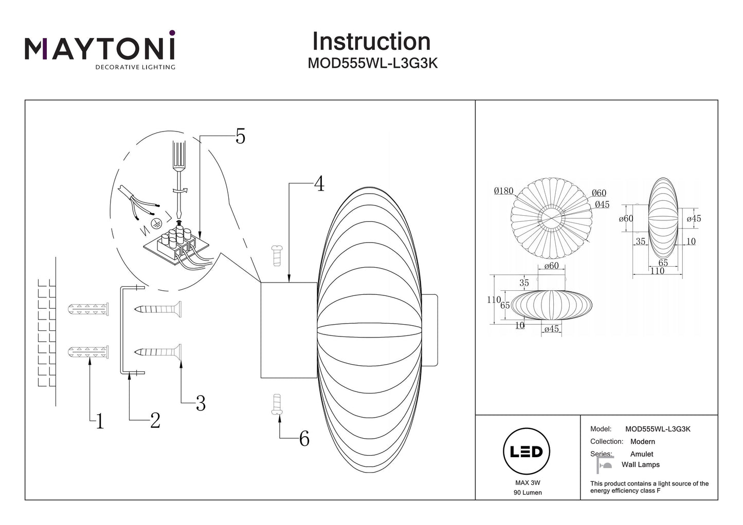 Wall lamp MOD555WL-L3G3K