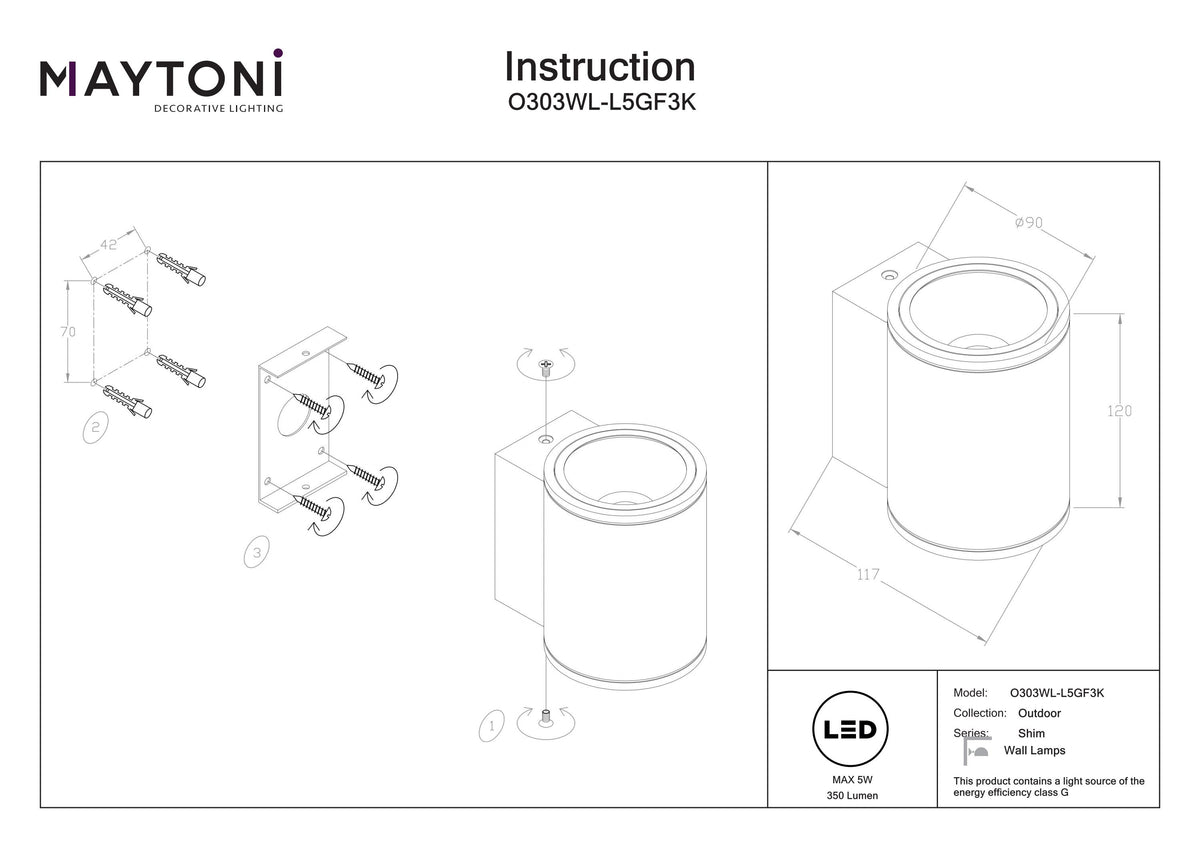 Wall lamp O303WL-L5GF3K