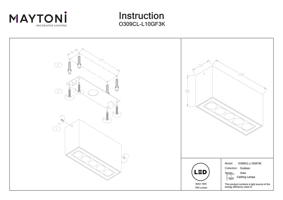 Plafonnier O309CL-L10GF3K
