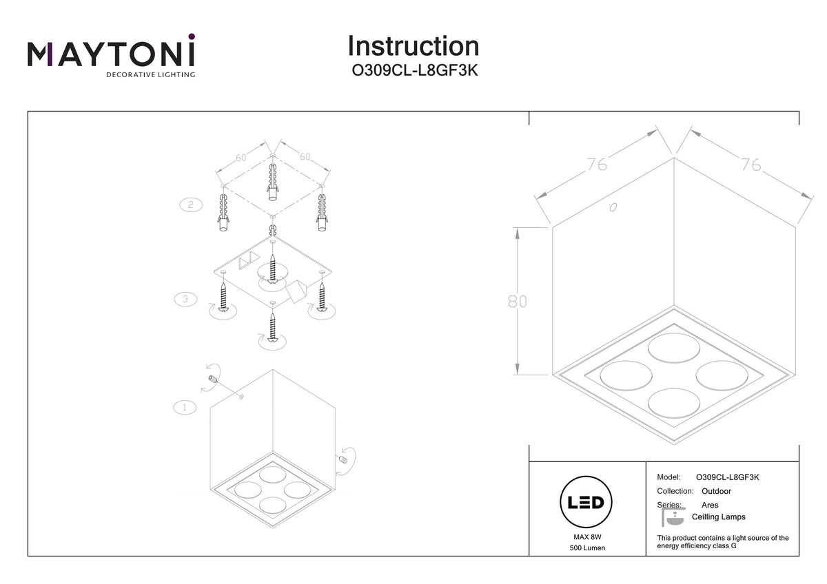 Ceiling lamp O309CL-L8GF3K