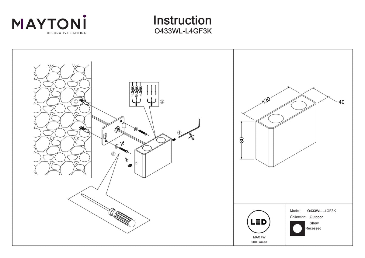 Arkitektonisk belysning O433WL-L4GF3K
