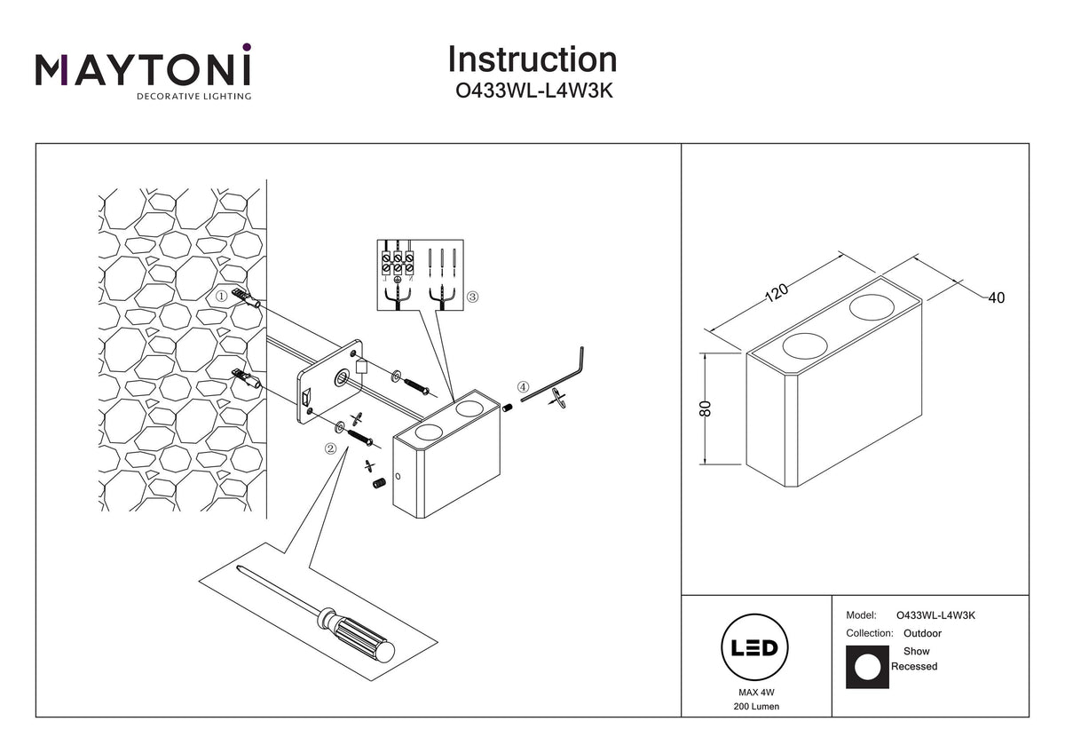 Arkkitehtoninen valaistus O433WL-L4W3K