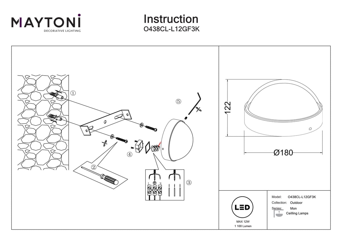 Plafonnier O438CL-L12GF3K
