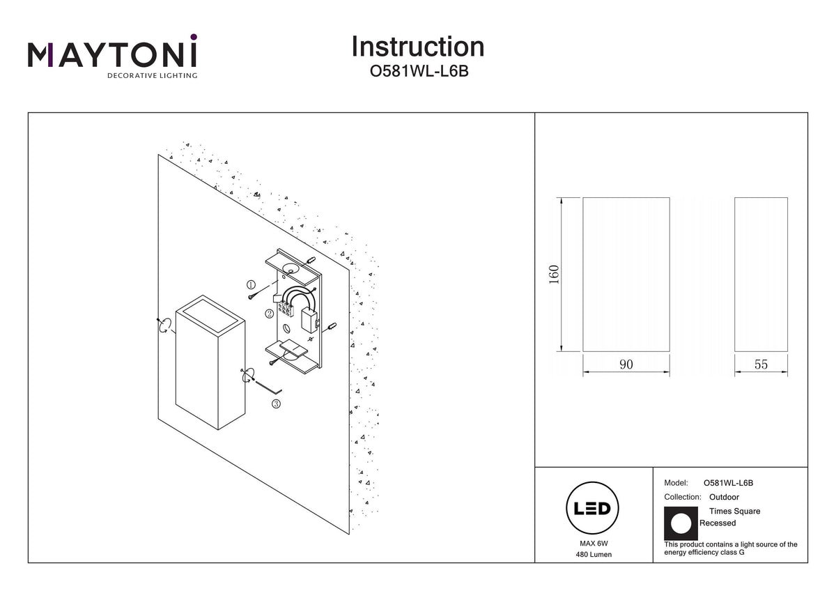 Lámpara de pared O581WL-L6B