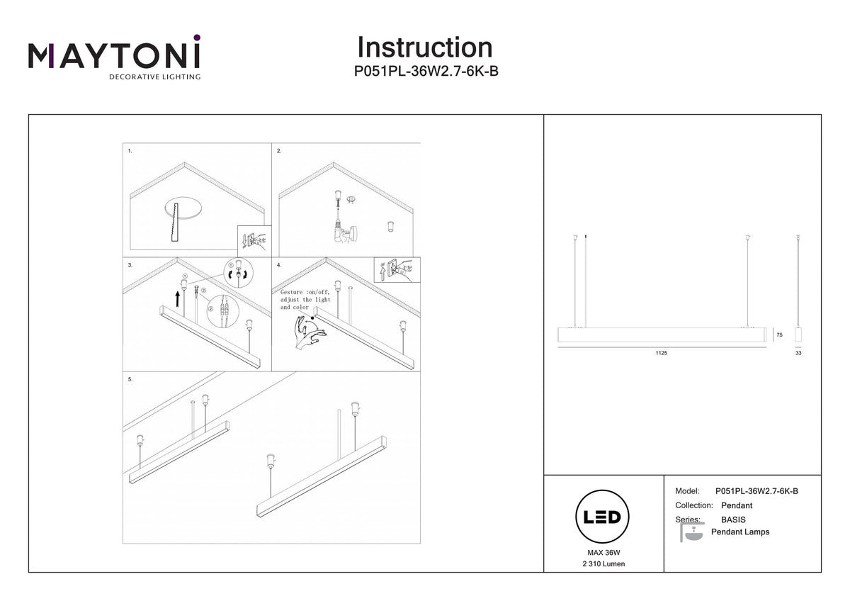 Pendelleuchte Basis 2700-6000K 36W 100˚