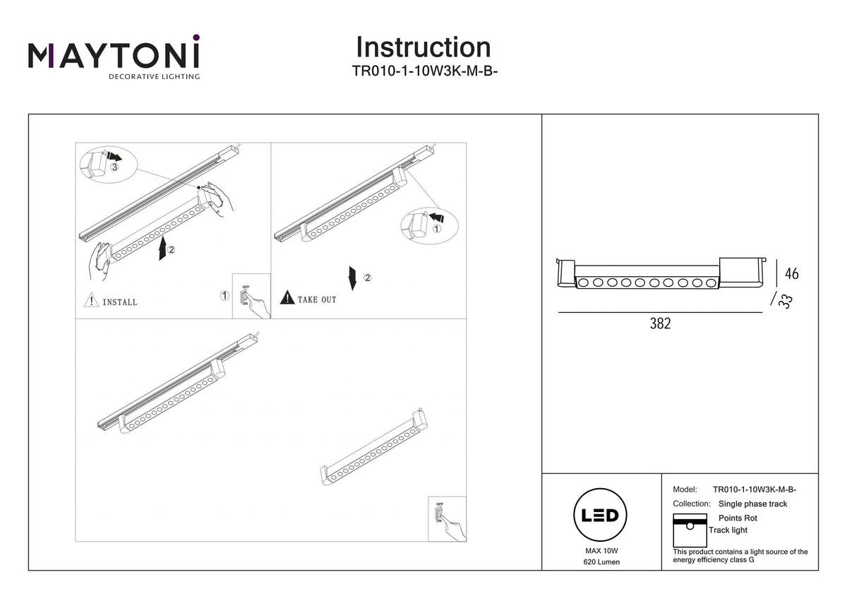 Illuminazione su binario TR010-1-10W3K-M-B-DE