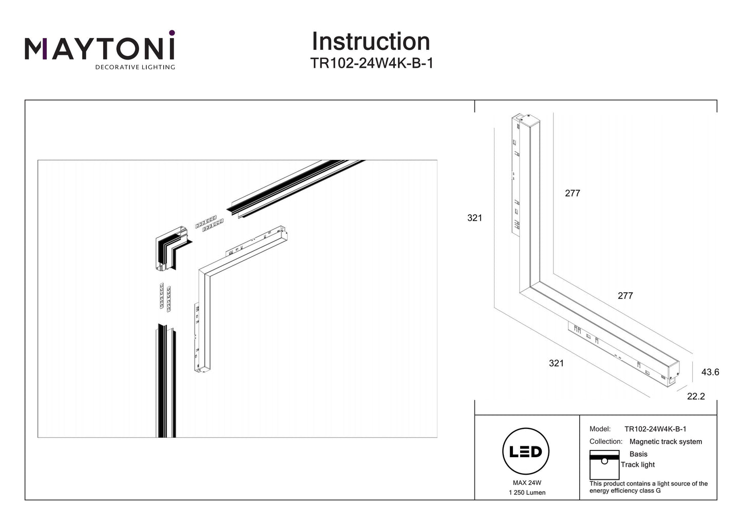 Siinivalgusti TR102-24W4K-B-B