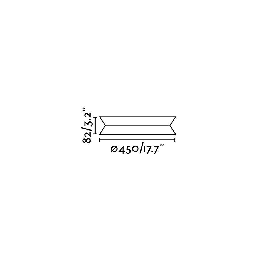 Technical drawing and dimensions schema of Tender LED ceiling light showing diameter of 450mm and height of 82mm