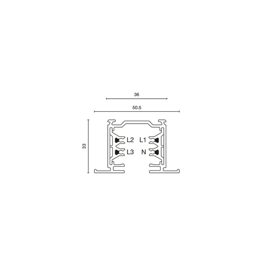 Accessory and component THREE-PHASE TRACK 2m WHITE