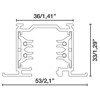 TRACK white triphasic recessed 1m
