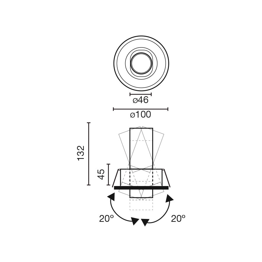 KOPE downlight black 13W 2700K CRI90 36º Casambi