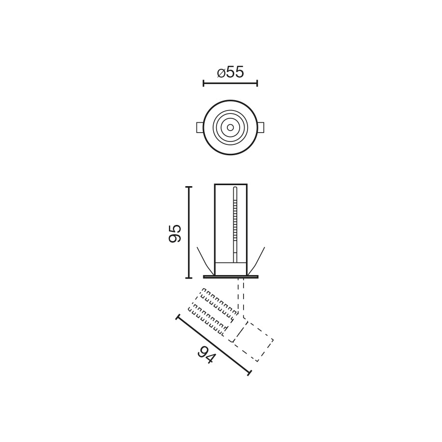 UNO black/white recessed projector pulldown 8W 37° 2700K CRI90