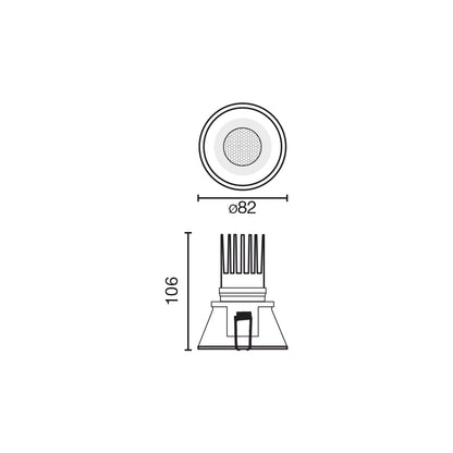 TULIPA Black recessed downlight 7W 55° 3000K CRI90 triac