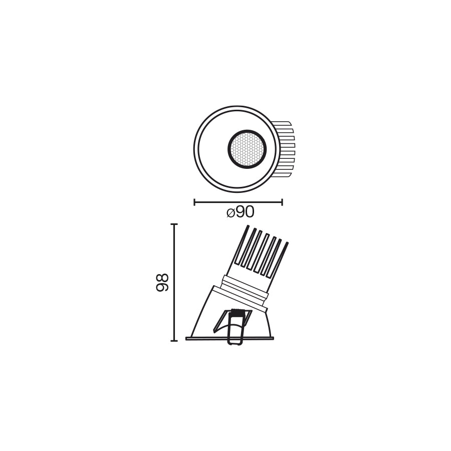 TULIPA Black recessed downlight asymmetric 7W 36° 4000K CRI90