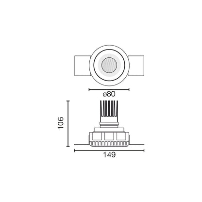 TULIPA White recessed trimless downlight 7W 55° 2700K CRI90