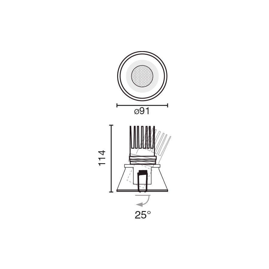 TULIPA süvistatav allvalgusti reguleeritav valge 7W 2700K CRI 90 24° Triac
