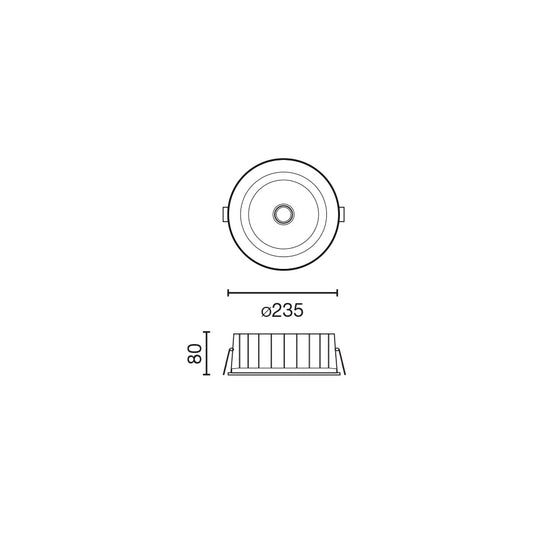 Recessed lamp KOBO WHITE 27W 3000K CRI90 UGR<19 60° IP65