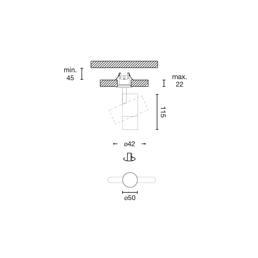 Süvistatav süvistatud LINSE 10W must 36º 2700K THRIVE DALI