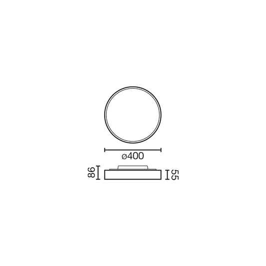 Surface-mounted lamp DOMIO Ø400 36W BLACK OPAL 3000K CRI80 CASAMBI