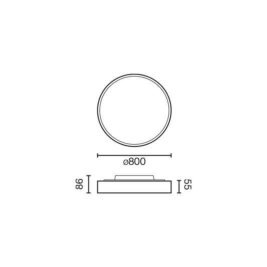 Surface-mounted lamp DOMIO Ø800 78W OPAL WHITE 4000K CRI80