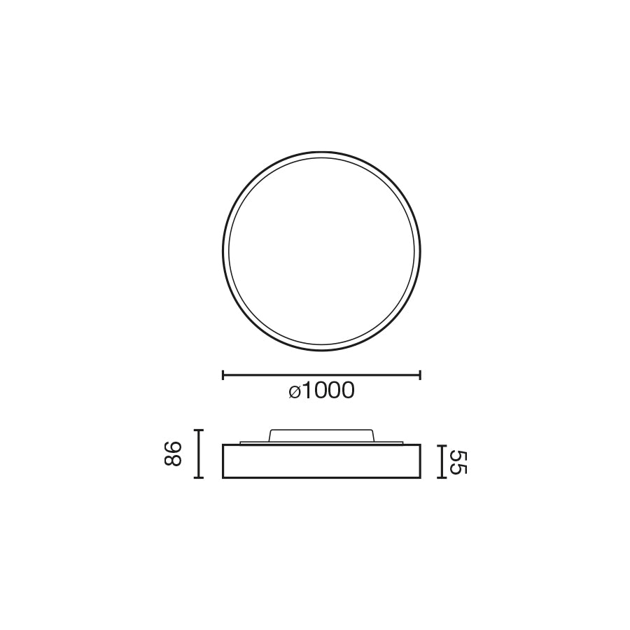 DOMIO valge pind Ø1000 95W opaal 3000K CRI80