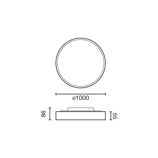 Surface-mounted lamp DOMIO Ø1000 95W BLACK PRISM 4000K CRI80