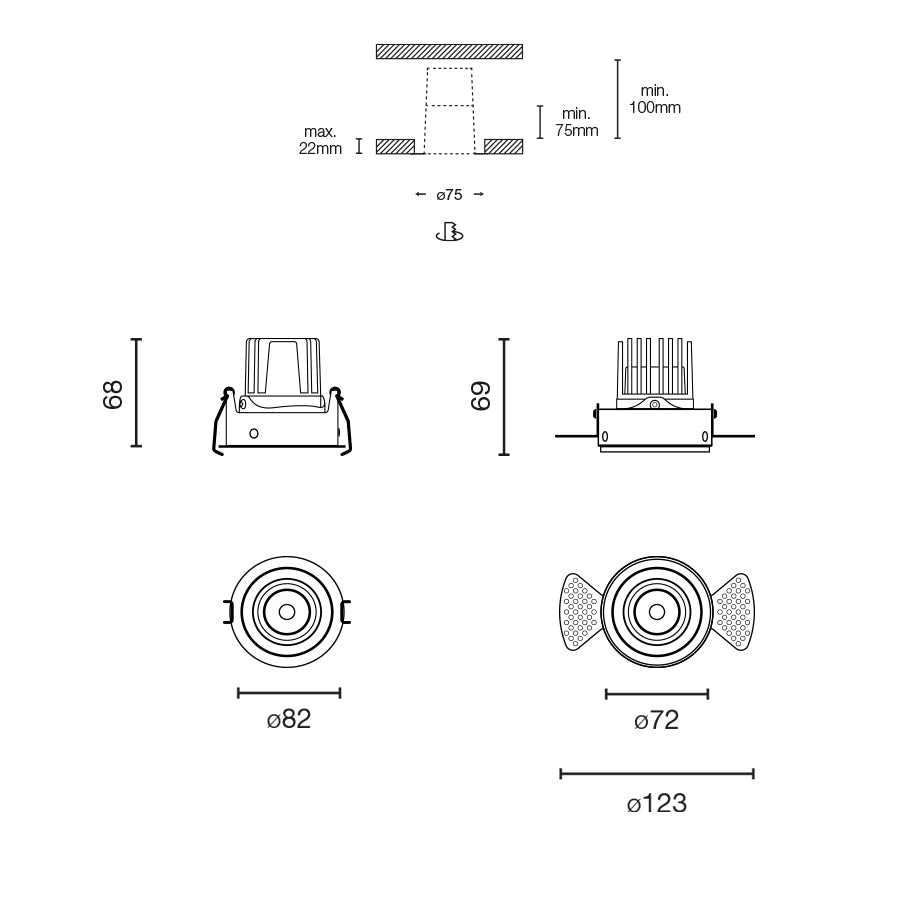 ELIOS ORIENTABLE White module IP54 7W 24º 2400-6000K CASAMBI