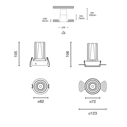 ELIOS TUBE Black module IP20 7W 15º 2700K-6500K CASAMBI