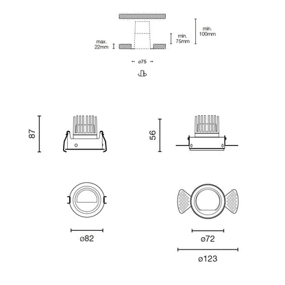 ELIOS WALLWASHER Black module IP20 7W 24º 2400-6000K DALI