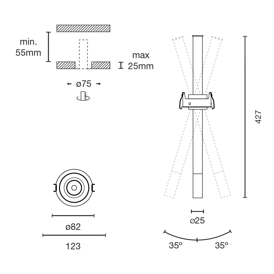 IZAR  White downlight 35º 2700K TRIAC