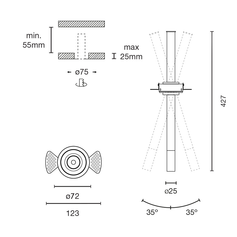 IZAR  White downlight Trimless 35º 2700K ONOFF