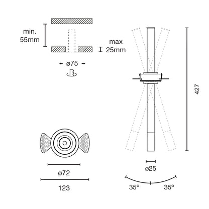 IZAR Black downlight Trimless 35º 2700K TRIAC