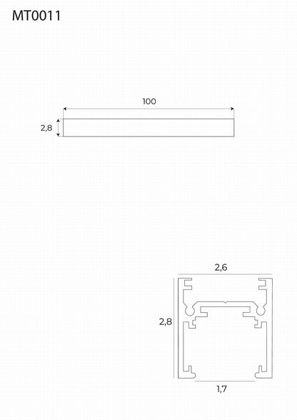 Rail magnétique apparent à profil bas de 1 m Maxlight MT0011