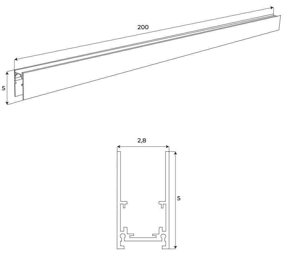 Maxlight MT0019 Rail magnétique en saillie à profil haut de 2 m