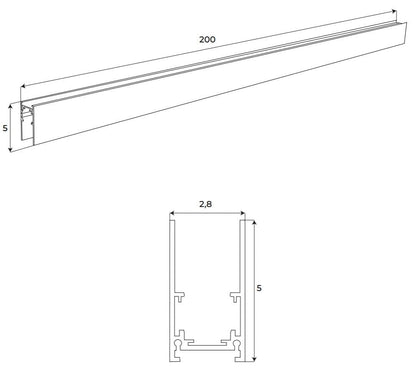 Maxlight MT0019 Rail magnétique en saillie à profil haut de 2 m