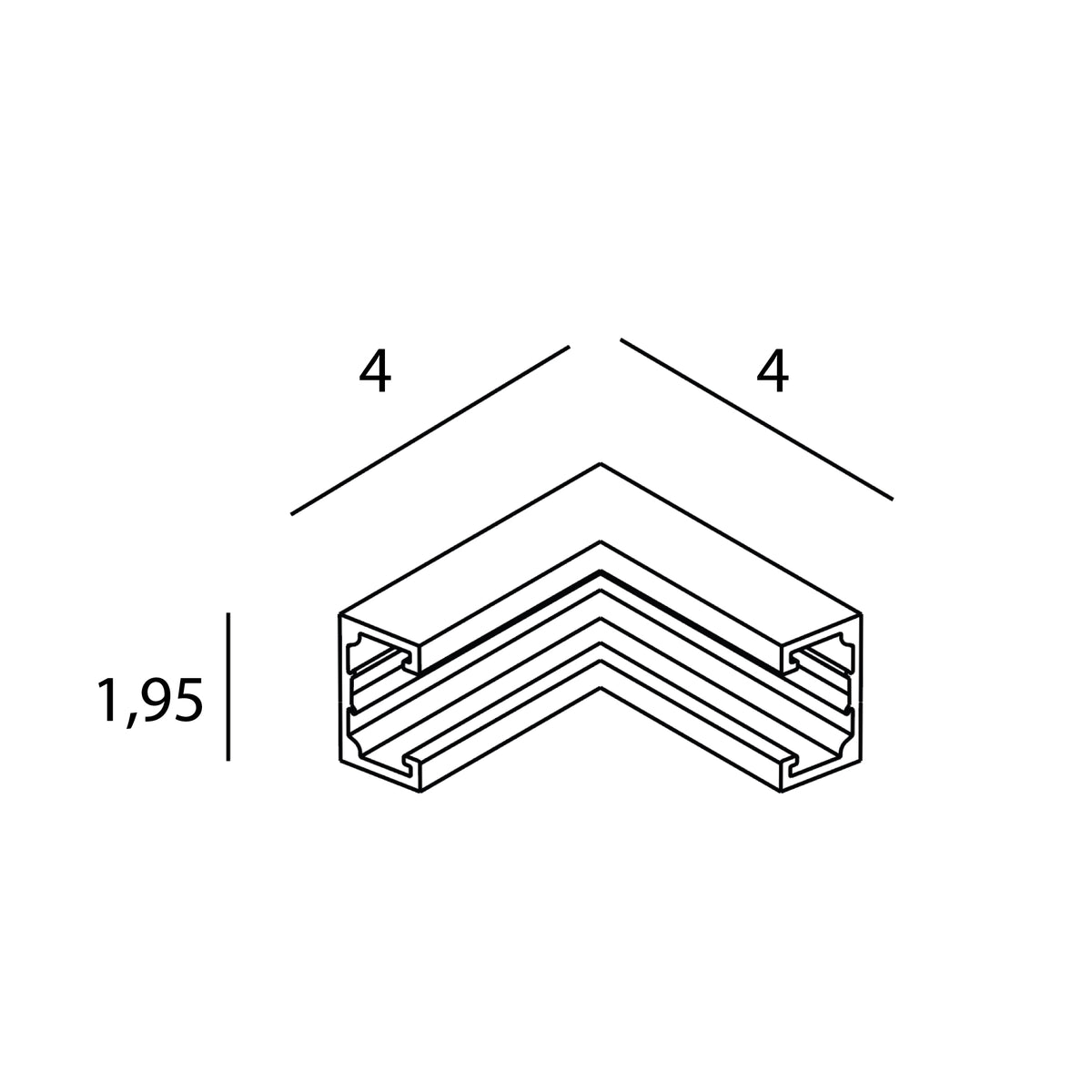 MAXLIGHT NT0009 Micro11 Surface-mounted corner bracket, internal side angle