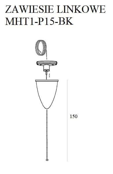 Maxlight MHT1-P15-BK Cable sling 1,5m, with adjustment without bracket