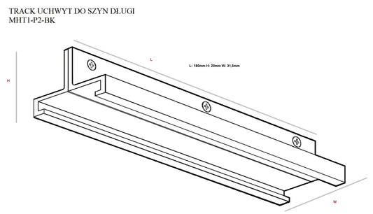 Maxlight MHT1-P2-Bk Track bracket, long