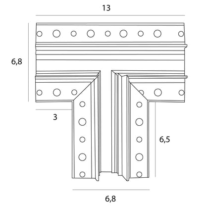 Maxlight MT0016 Magnetic T-junction recessed track for MT0006/MT0007