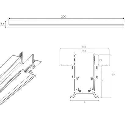 Maxlight MT0024 Magnetic Recessed track 2m