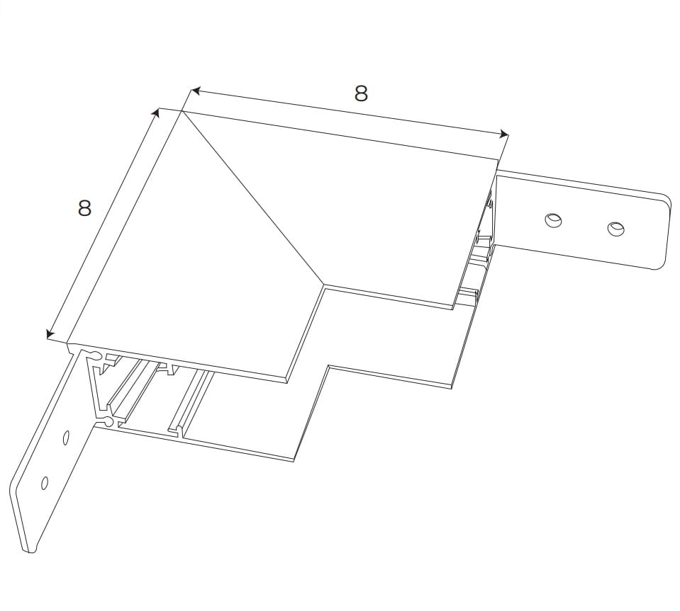 Maxlight MT0022 Magnetische Wand-Decken-Ecke für aufgesetztes Hochprofil-Schienensystem MT0018/MT0019