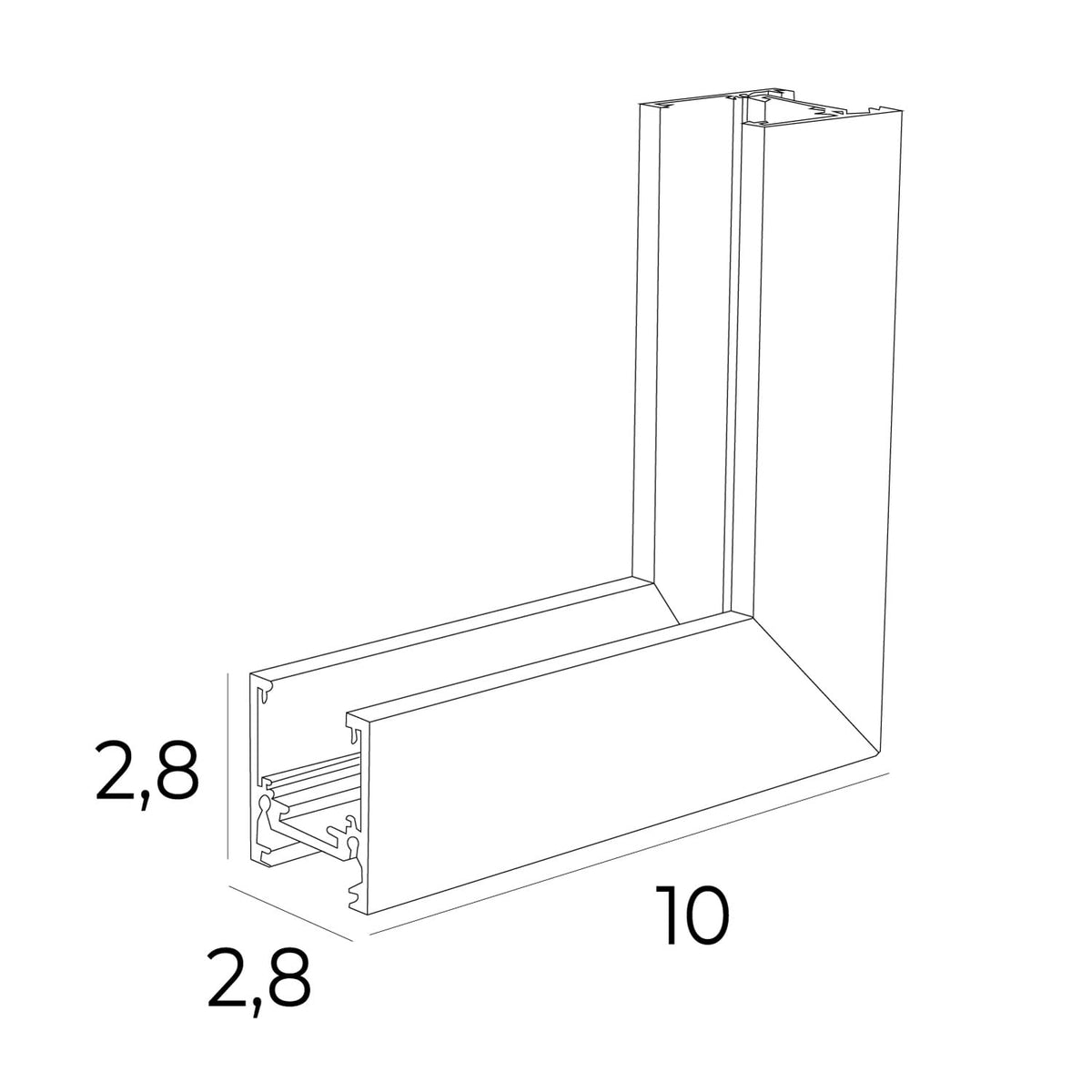 Maxlight MT0013 Magnetic Wall-ceiling corner for low-profile surface track MT0011/MT0012