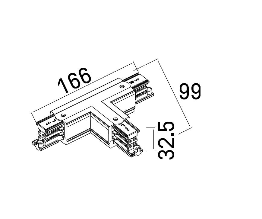 Maxlight MHT1-T/L-WH T connector, left