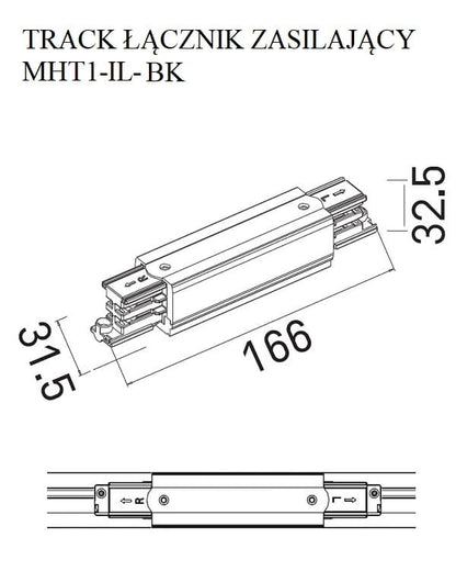 Maxlight MHT1-IL-BK Alimentation pour connecteur droit