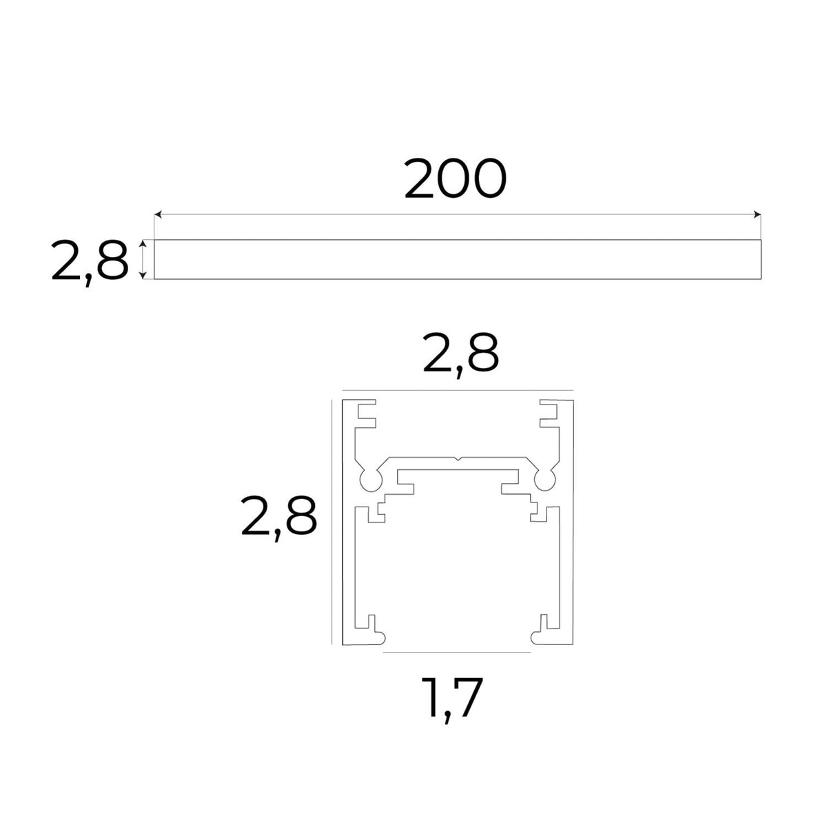 Maxlight MT0029 Rail magnétique en saillie à profil bas de 2 m
